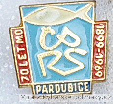 Rybářský odznak MO ČRS Pardubice 70 let 1899 - 1969